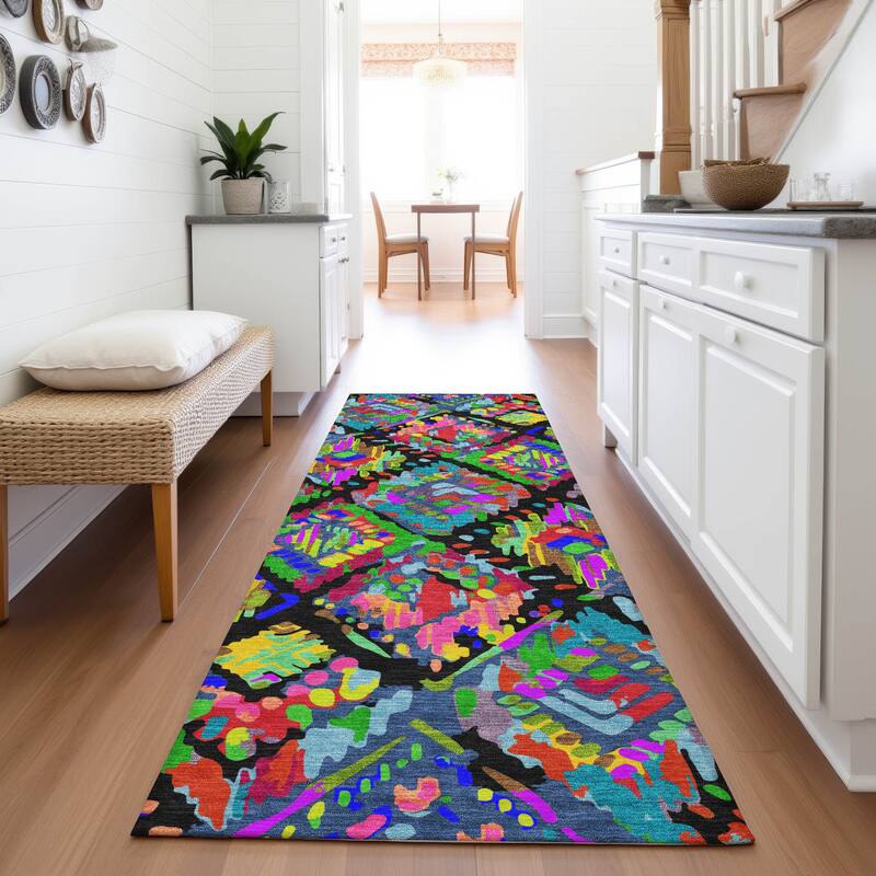 Premium Washable Super Soft Boho Moroccan Mayfield Rug - Black - 2'3" x 7'6"