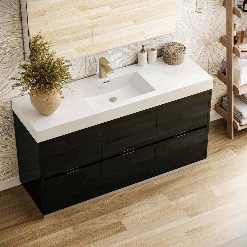 Fresca Senza 60" Single Vanity Set with Wood Cabinet and Acrylic