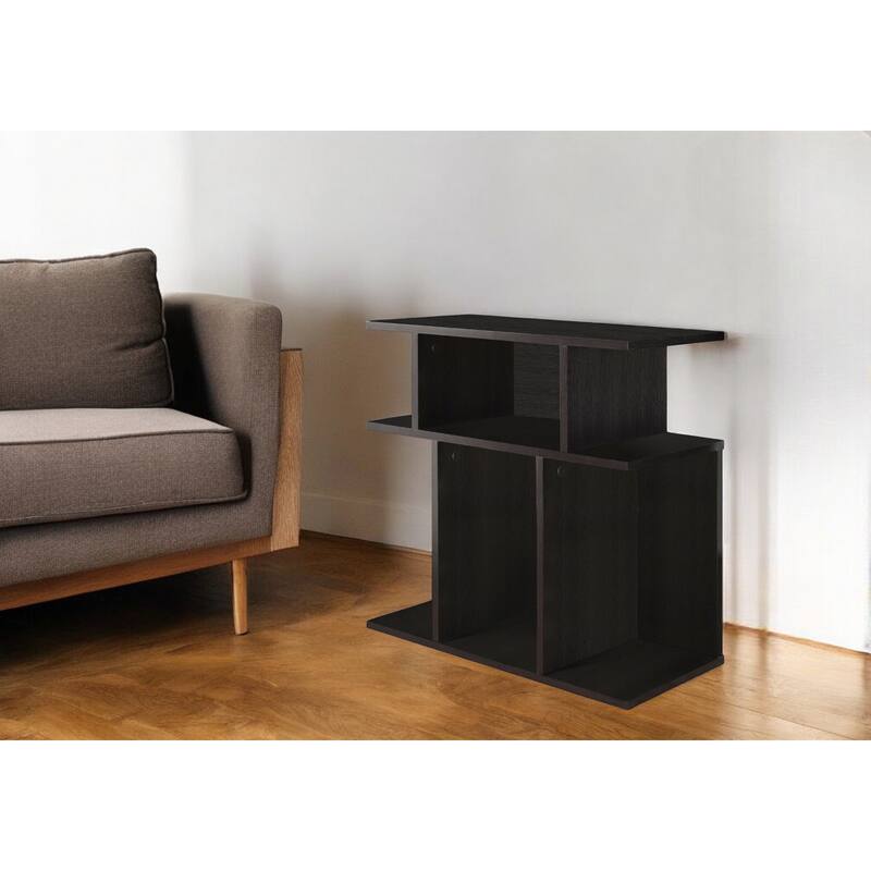 24" Rectangular Wood End Table with Six Open Shelves Perfect for Living Room or Office - 23.75”H x 11.75”W x 23.75”D