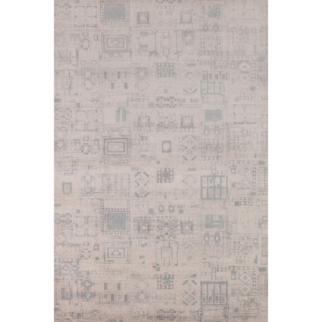 Abstract Oriental Area Rug Handmade Wool Carpet - 5'4"x 7'9"