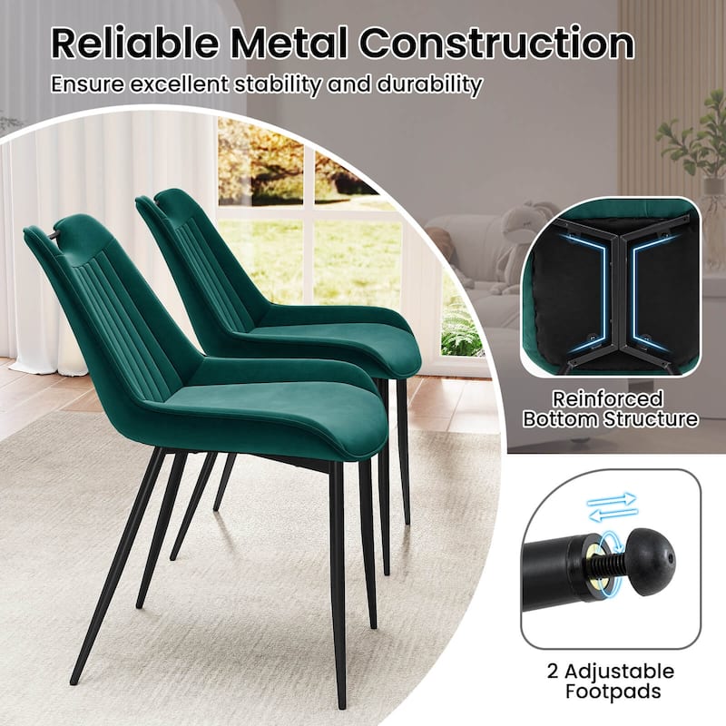 Costway Dining Chair Set of 4 Faux Leather Upholstered Kitchen Chairs - See Details