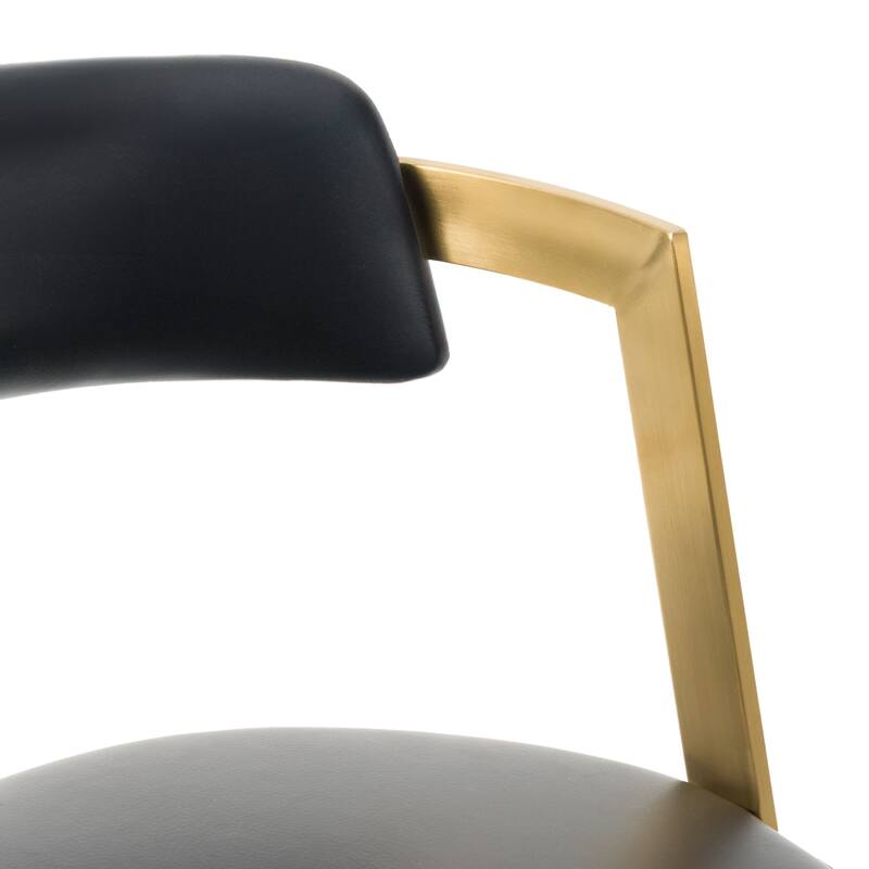 Modrest Shandra Black Pleather & Gold Counter Stool