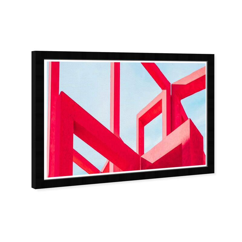 Wynwood Studio Prints Abstract Structure Guidelines Red and Neon Red Modern & Contemporary Wall Art Canvas Print