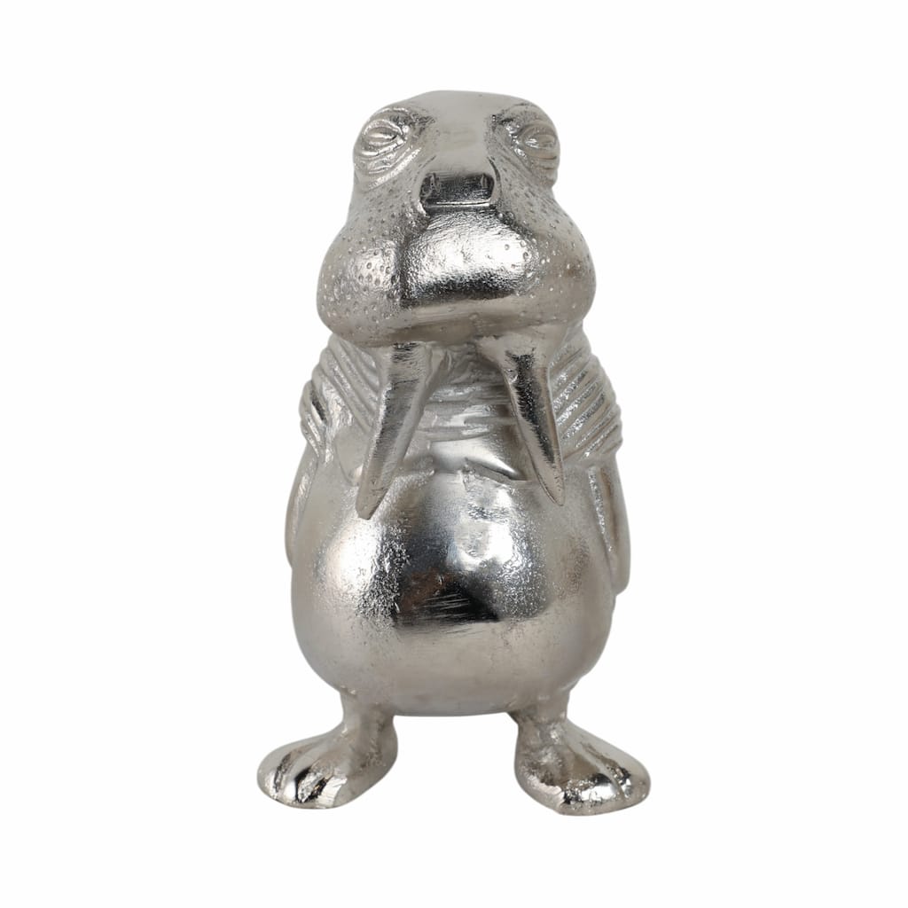 Metal Aluminum Figurine with Coastal Walrus Design - 9" Silver - 4.5" x 5" x 9"