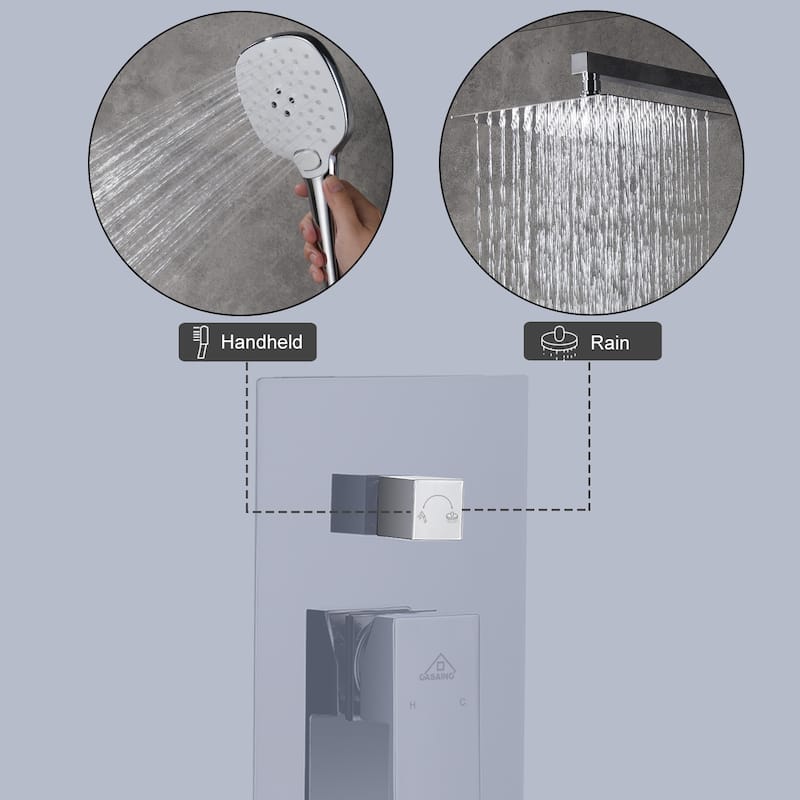2 Function 10-inch Wall Mounted Dual Shower Heads Shower System