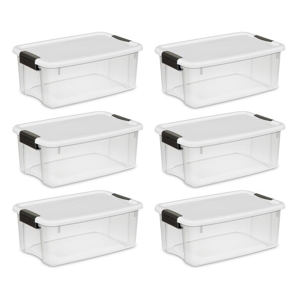 6 Set Large Plastic Storage Tote Container Clear Stackable Box with Lid Bin 18Qt 
