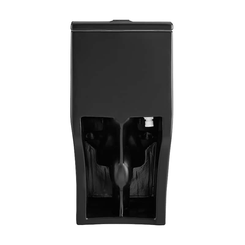 Bastille One Piece Square Toilet Dual Flush In Matte Black, Black Hardware 1.1/1.6 Gpf - 26.05" x 14" 29.25"