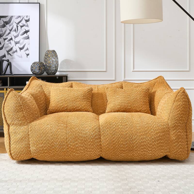 Modern Chenille 2-Seater Bean Bag Chair Recliner Sofa with Armrests for Living Room Lounge Bedroom