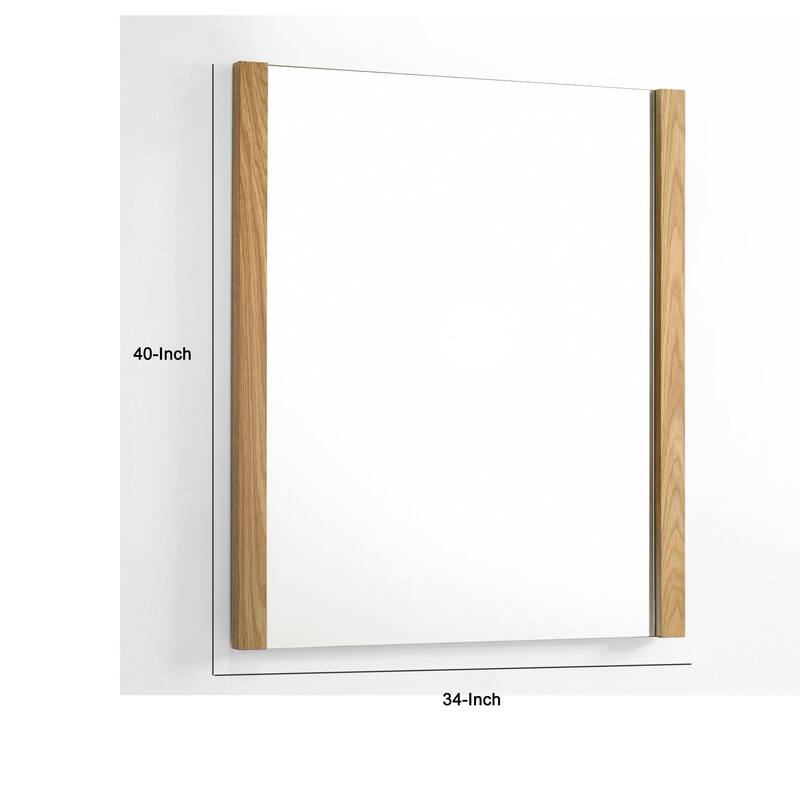 Noe Ruby Dresser Mirror, Natural Brown Oak Veneer, Rectangular 34 x 40 - Natural Oak Brown