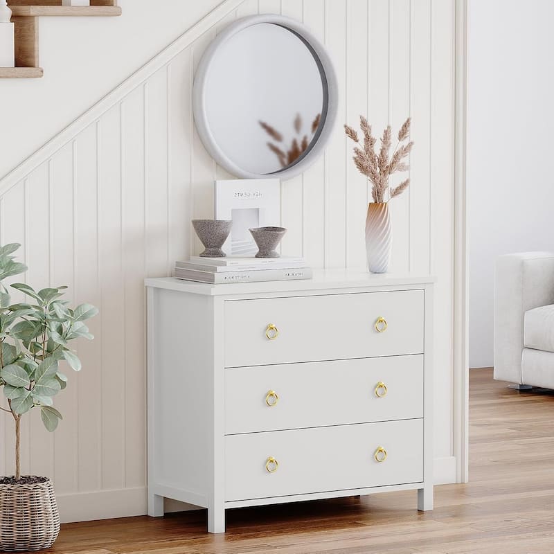 3/6/7 Drawer Tall Dresser for Bedroom, Modern Freestanding Wood Storage Chest of Drawers - 3-drawer