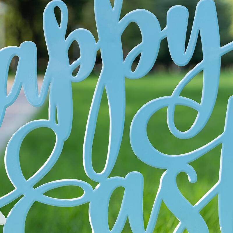 Glitzhome 24"L Metal Happy Easter Yard Stake Word Sign Wall Decor