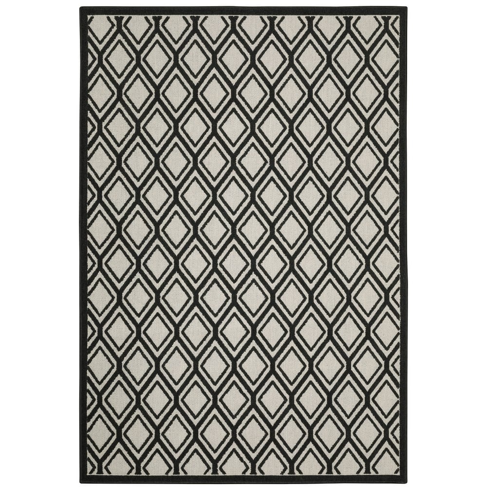 Vista Home Talcot Diamond Relief Grey/ Black Indoor-Outdoor Area Rug