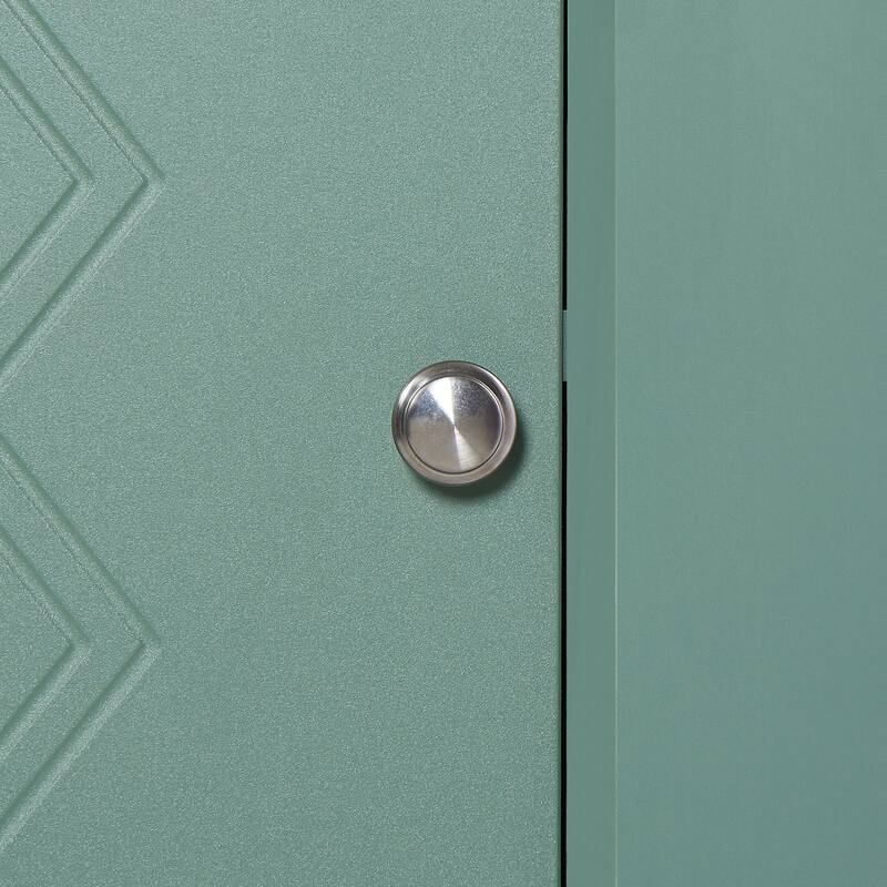 Bathroom Storage Corner Cabinet with Open Shelves, Adjustable Shelves, Rhombus Pattern Cabinet Doors and Curved Line Base