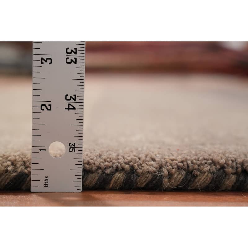 Hand Knotted Oriental 100% Wool Carpet Modern Modern Greys & Charcoal Gabbeh Area Rug - 8' 1'' X 6' 7''