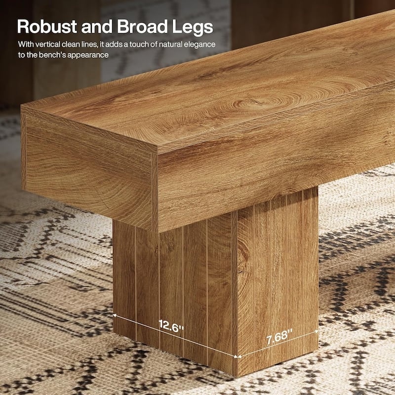 55 Inches Brown Engineered Wood Entryway Bench, End of Bed Bench for Bedroom