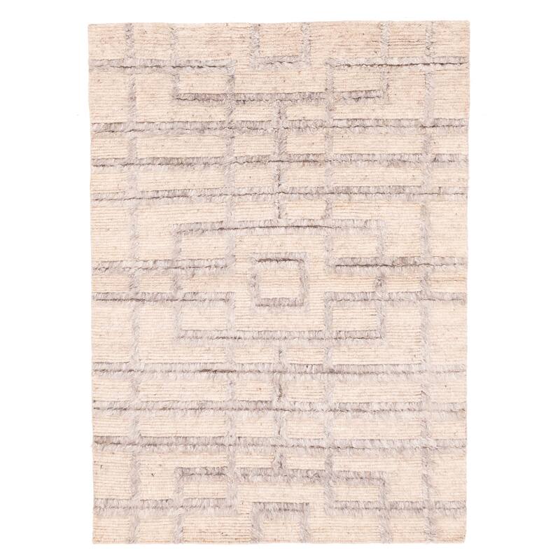 ECARPETGALLERY Hand-knotted Tangier Beige Wool Rug - 5'0 x 7'4