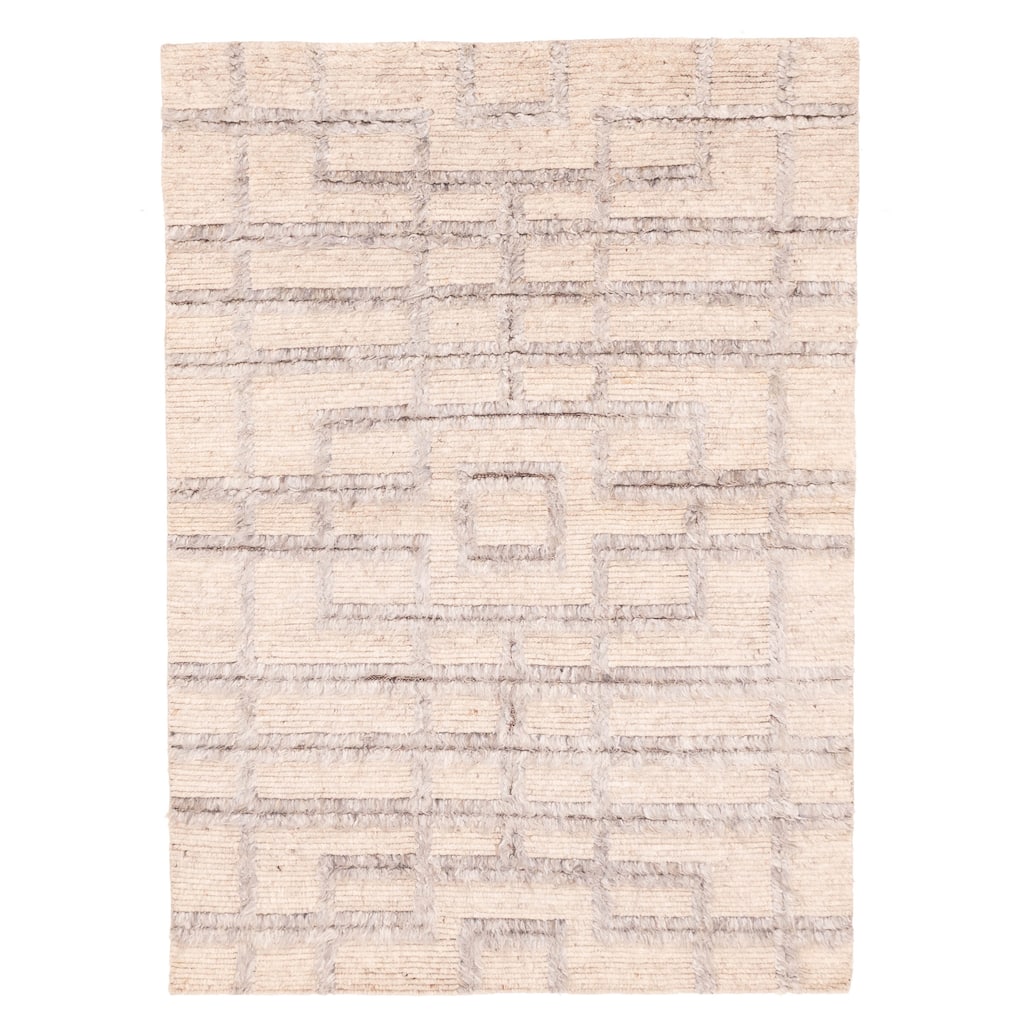 ECARPETGALLERY Hand-knotted Tangier Beige Wool Rug - 5'0 x 7'4