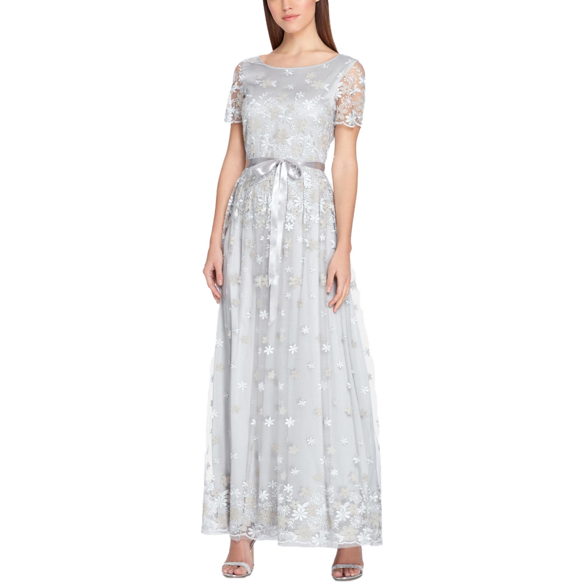 tahari silver dress