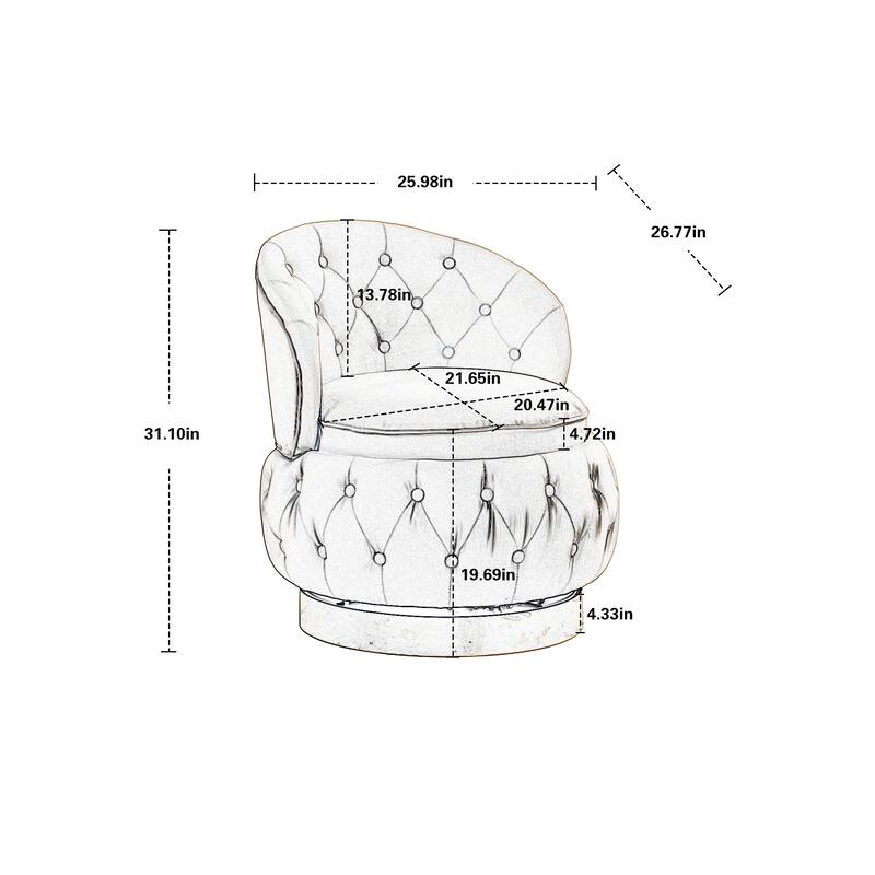 360 Degree Swivel Cuddle Barrel Accent Storage Chairs Round Armchairs