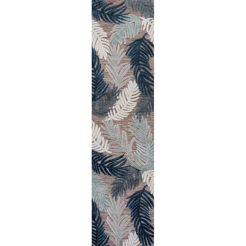 JONATHAN Y Sebastian Abstract Swirl Area Rug - 2 X 8 - Brown/Navy/Ivory