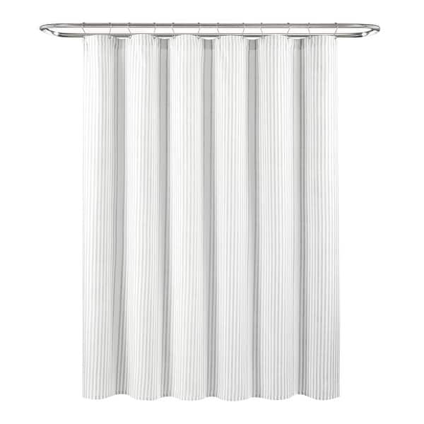 Lush Decor Farmhouse Drew Stripe SilverInfused Antimicrobial Shower
