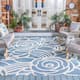 SAFAVIEH Courtyard Lorrayne Floral Geo Indoor/ Outdoor Area Rug - 9' x 12' - Blue/Beige