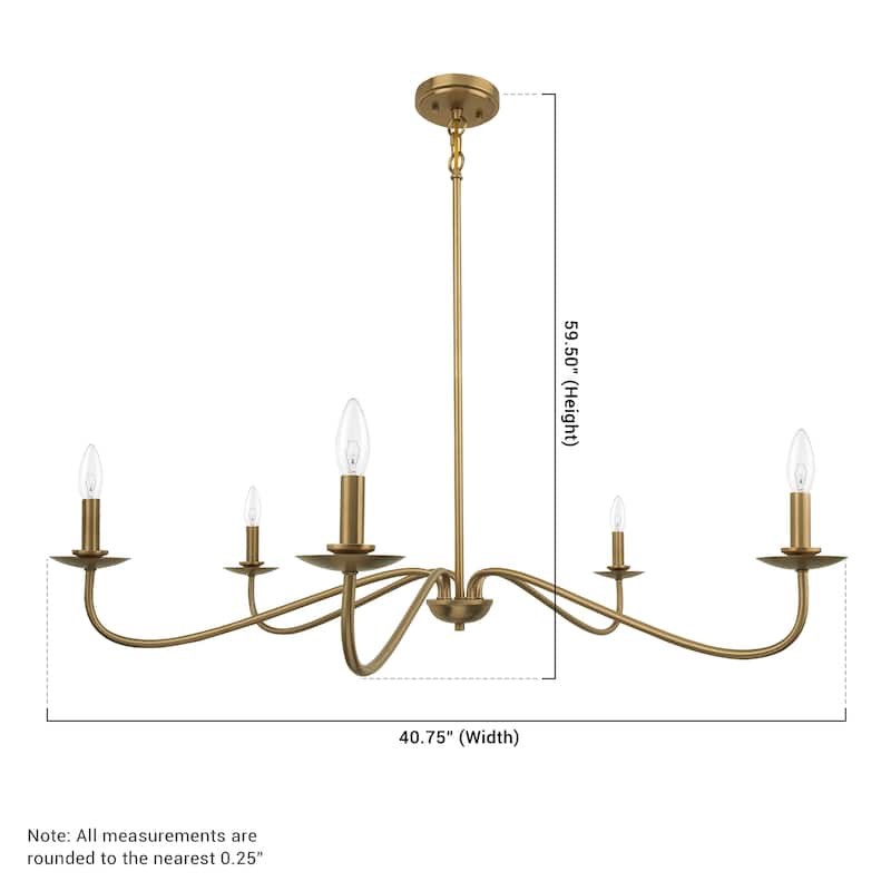 Brushed Gold Dimmable 5-Light Candle Chandelier