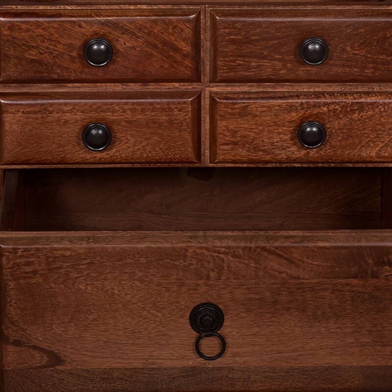 Walnut Brown 2 Drawer 24 in. W Nightstand with Sturdy Knob Pulls
