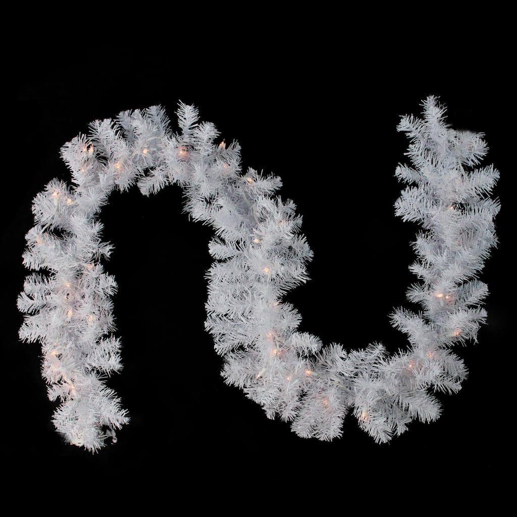 Pre-Lit Crystal Spruce Artificial Christmas Garland - 9' x 12" - Clear AlwaysLit Lights
