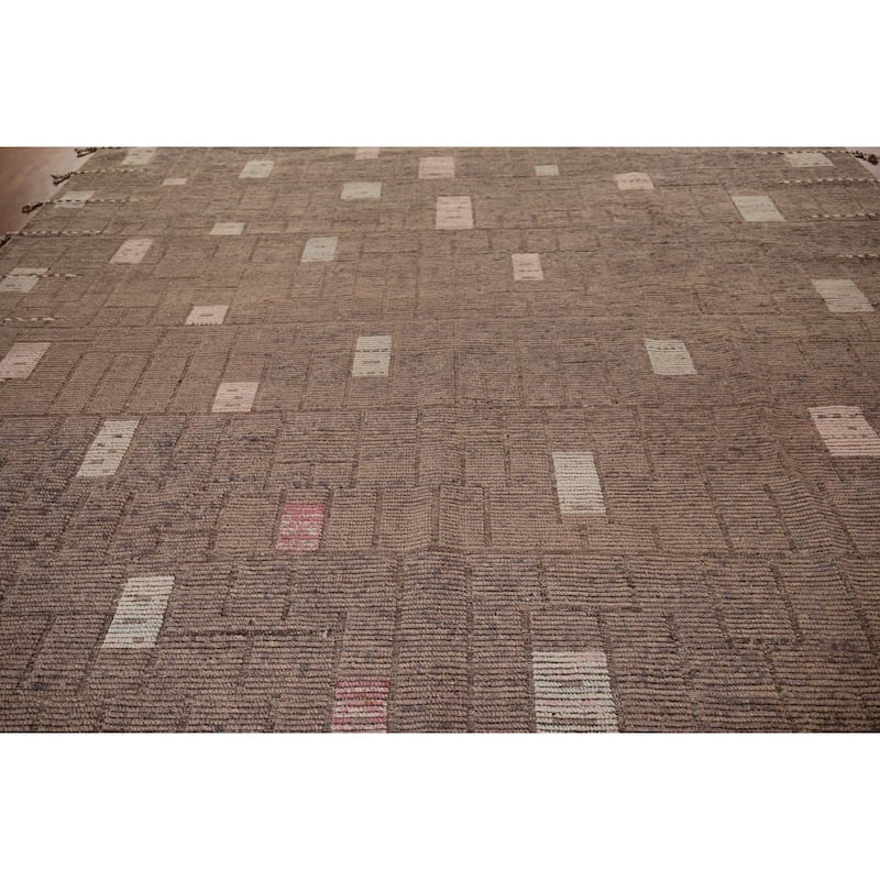 Moroccan Large Modern Area Rug Hand-Knotted Wool Carpet - 12'1"x 18'0"