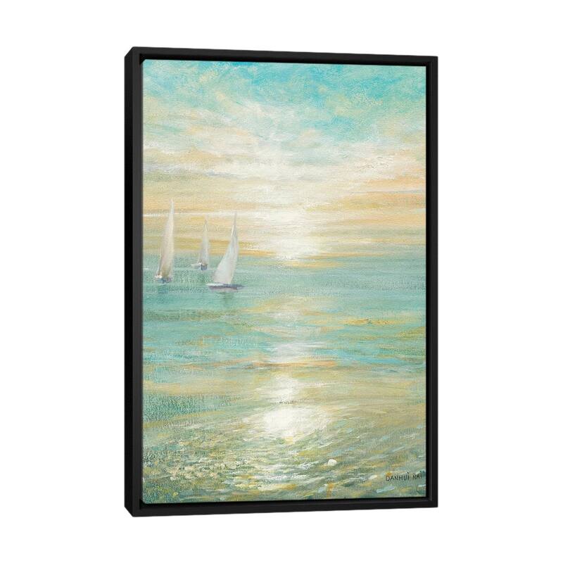 iCanvas "Sunrise Sailboats I" by Danhui Nai Framed Canvas Print - Black - 48x32