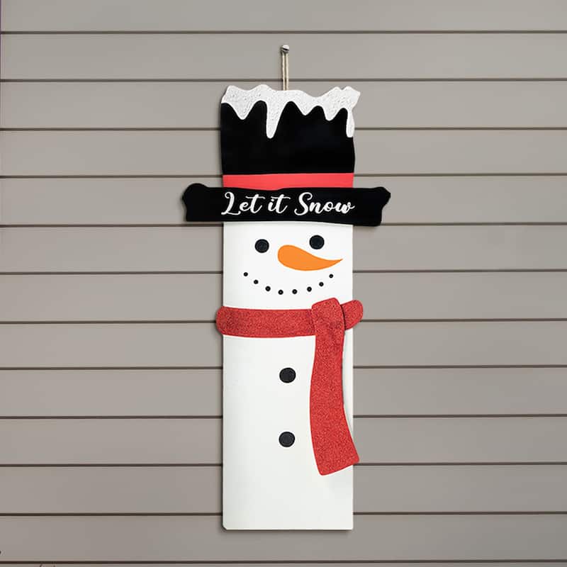 Glitzhome 36"H Lighted Wooden Christmas Snowman Or Santa Porch Decor
