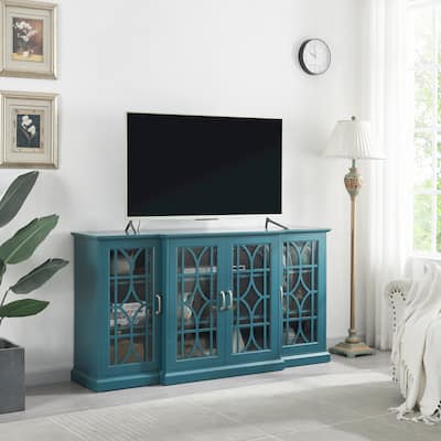 63" TV Stand Storage Buffet Cabinet Sideboard with Glass Door&Adjustable Shelves Console Table for Dining Living Room Cupboard