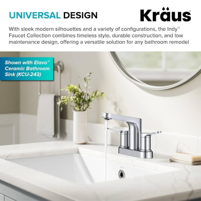 Kraus FUS-14102 Indy 1.2 GPM Centerset Bathroom Faucet with Push