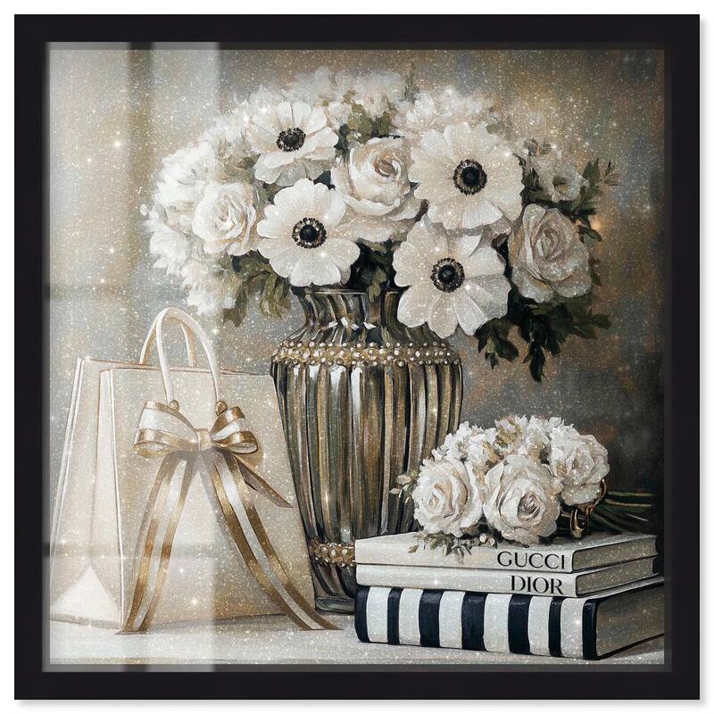 Elegant Flowers Books Neutral Shadowbox by Art Remedy - Black - 20" x 20"