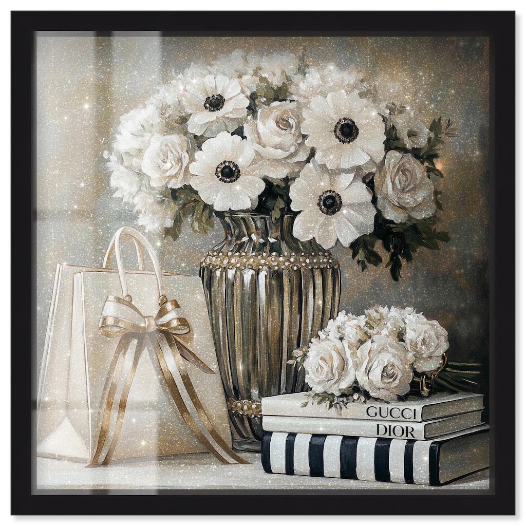 Elegant Flowers Books Neutral Shadowbox by Art Remedy