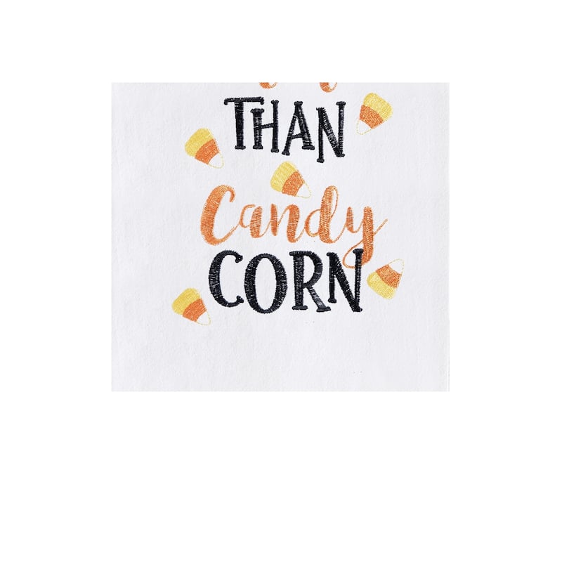 Love You More Than Candy Corn Cotton Embroidered Halloween Flour Sack Kitchen Towel