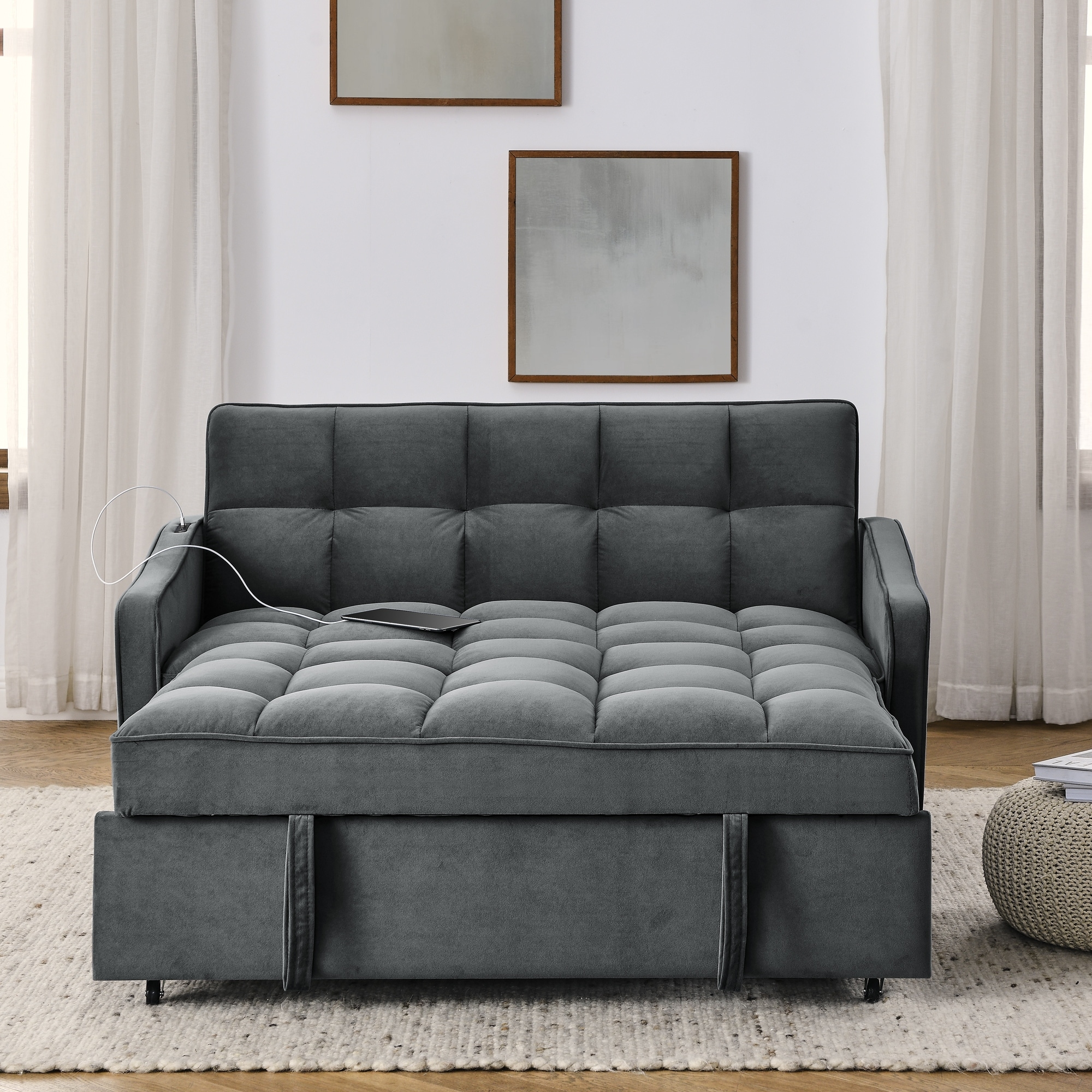 Serta convertible sofa online with usb
