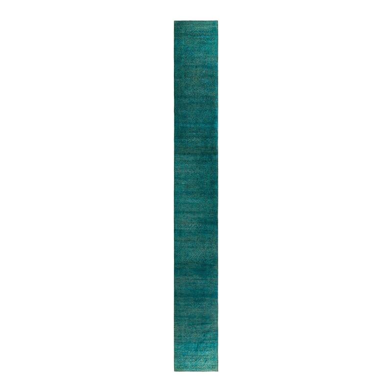 Contemporary Overdyed Wool Hand Knotted Runner - 2' 8" x 21' 7"
