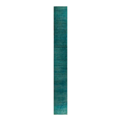 Contemporary Overdyed Wool Hand Knotted Runner - 2' 8" x 21' 7"