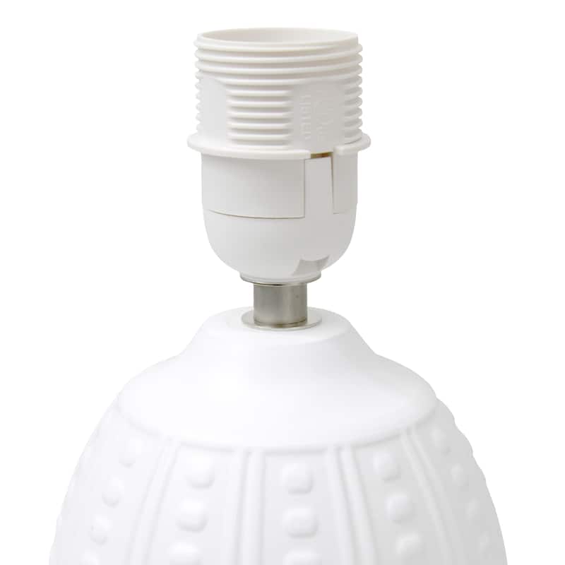 Ceramic Oval Table Lamp with Fabric Shade for Bedroom, Living Room - 6 x 6 x 13 in. (L x W x H)