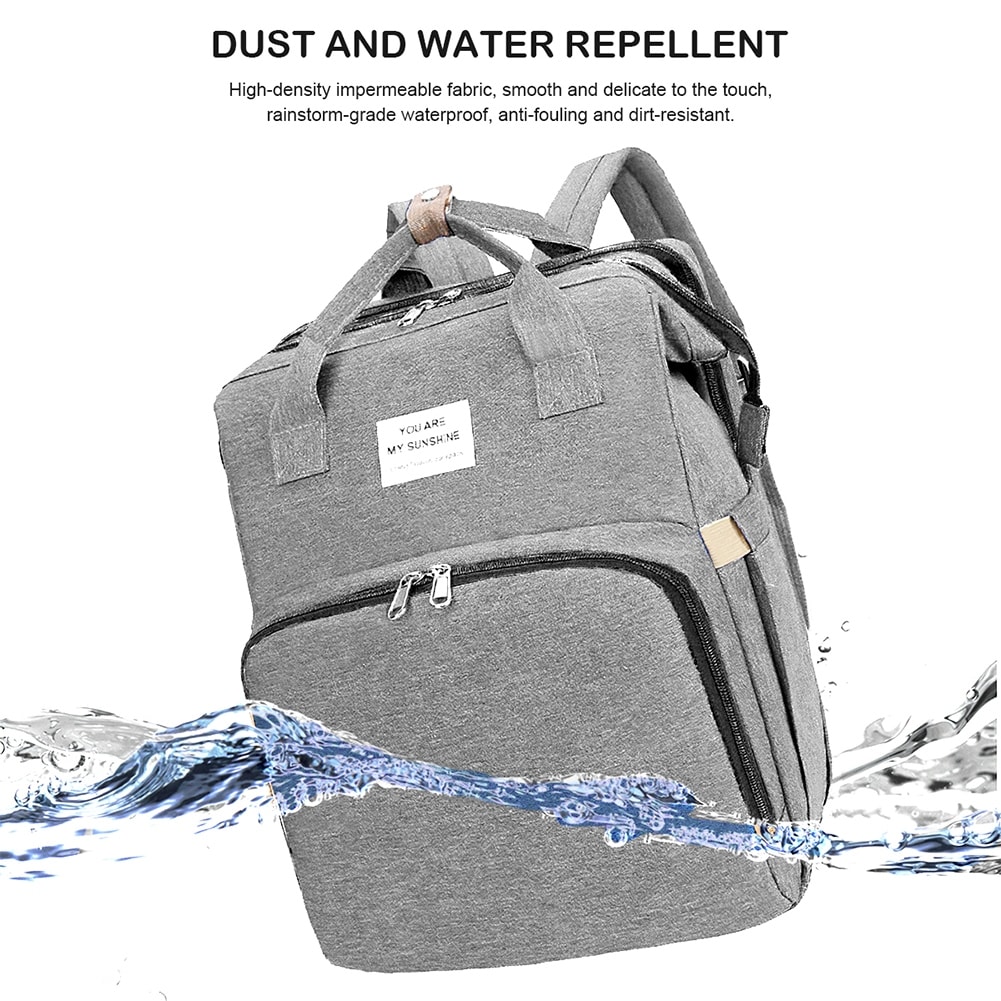 Multifunctional Waterproof Backpack Diaper Bags with Foldable Crib