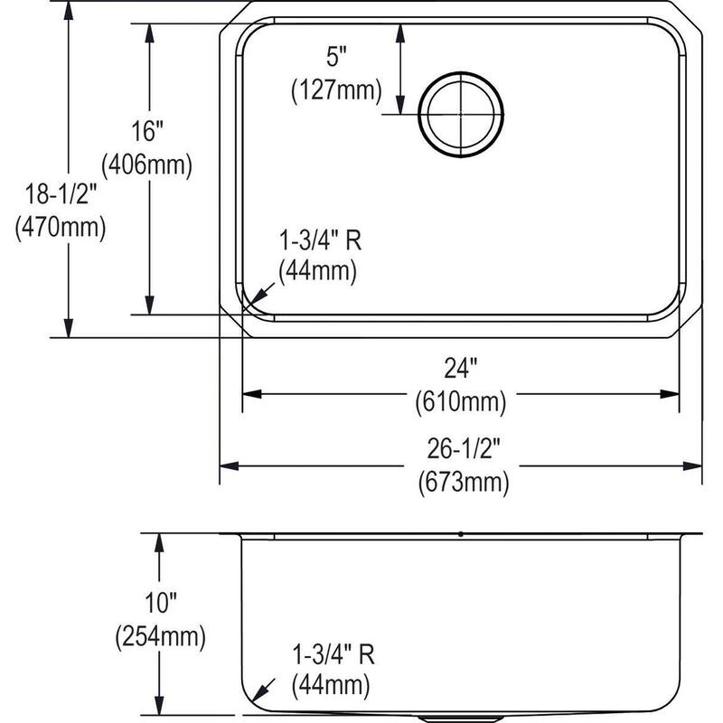 Elkay Lustertone 26-1/2" Undermount Single Basin Stainless Steel