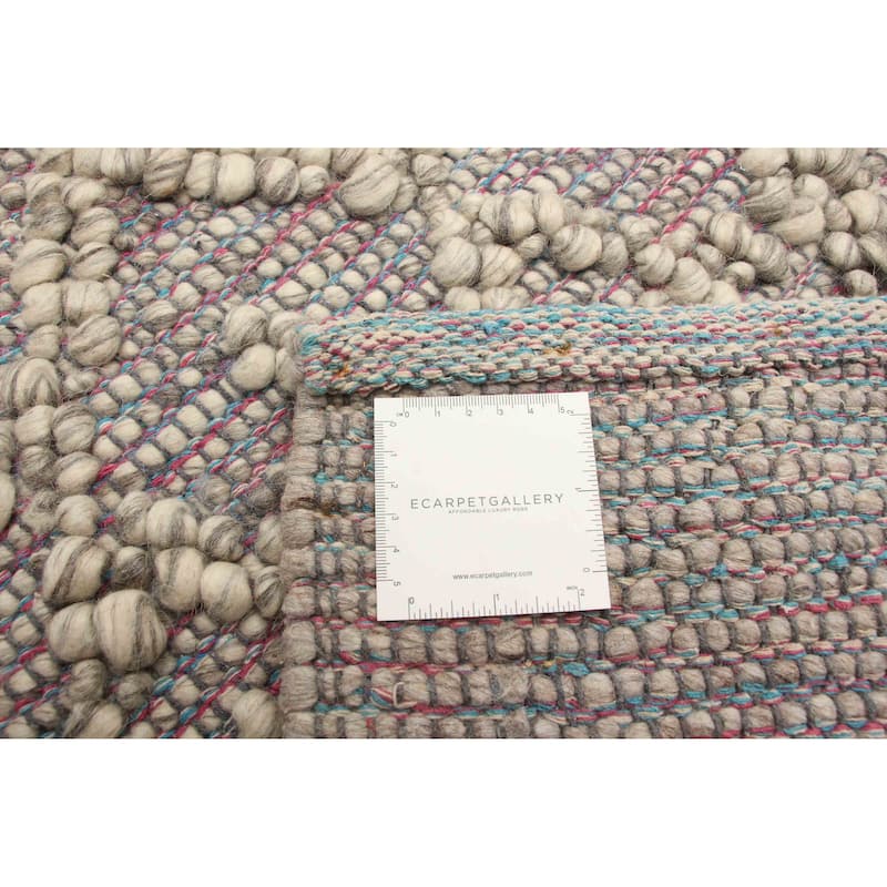 ECARPETGALLERY Braid weave Sienna Grey Wool Rug - 5'0 x 8'2