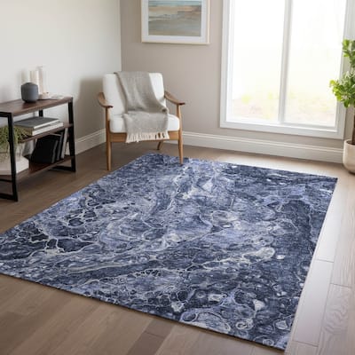 Machine Washable Indoor/ Outdoor Chantille Abstract Watercolor Rug