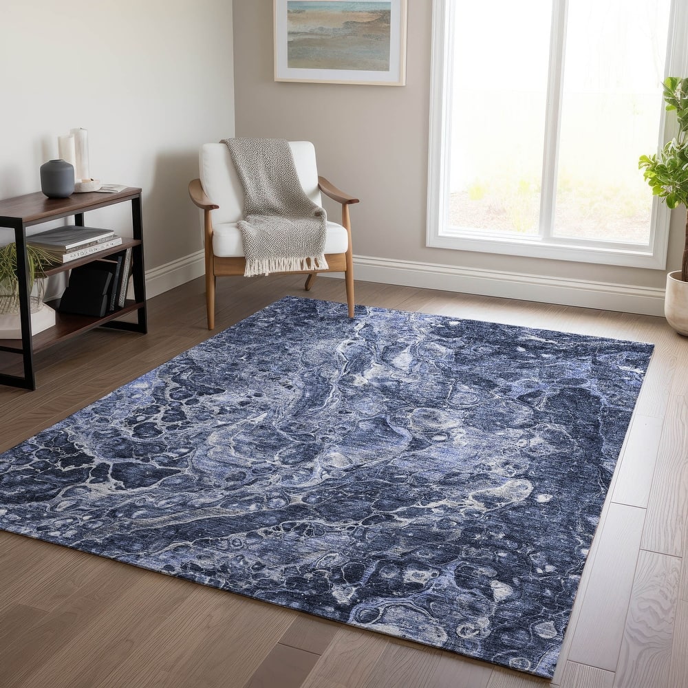 Machine Washable Indoor/ Outdoor Chantille Abstract Watercolor Rug