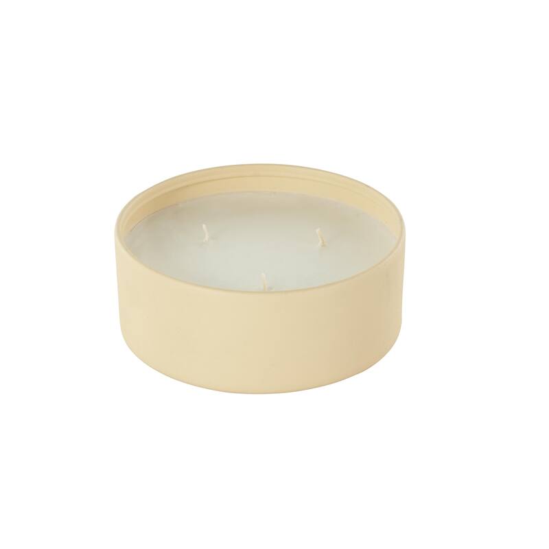 Beige, Black or Cream Metal Scented Textured 22oz 3 Wick Decorative Candle with White Wax