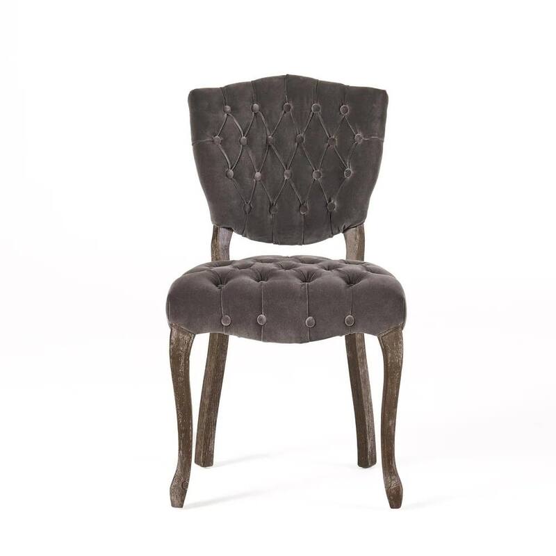 Velvet Dining Chairs Set of 2, Kitchen Side Chairs, Tufted Dining Room Chairs with Padded Seat and Wood Legs for Living Room