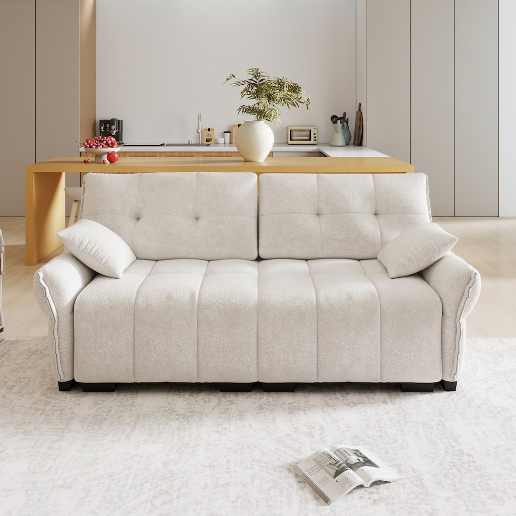 Ergonomic Design 78.7-inch Double Seater Loveseat Sofa Chenille Couch for Living Room, Lounge, Office Space