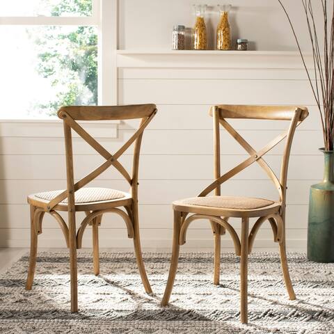 SAFAVIEH Franklin X-Back Weathered Oak Dining Chair (Set of 2)